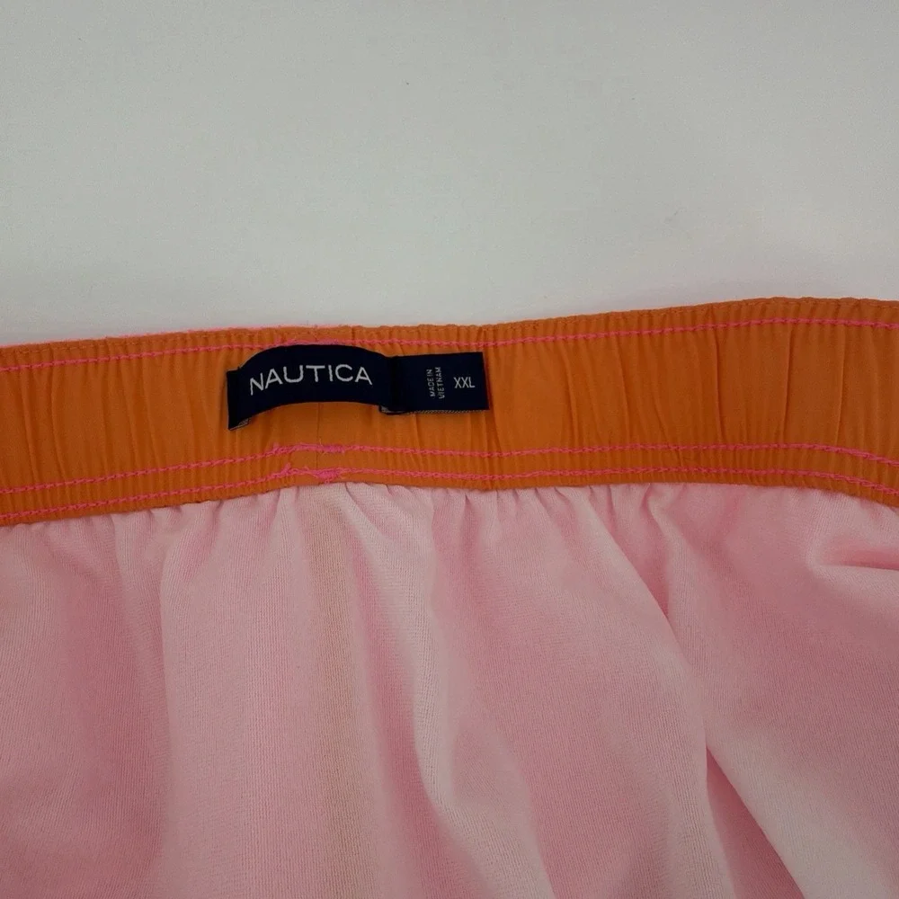 Mens Nautica‎ Performance Swim Trunks Elastic Waistband Orange Pink Size 2XL